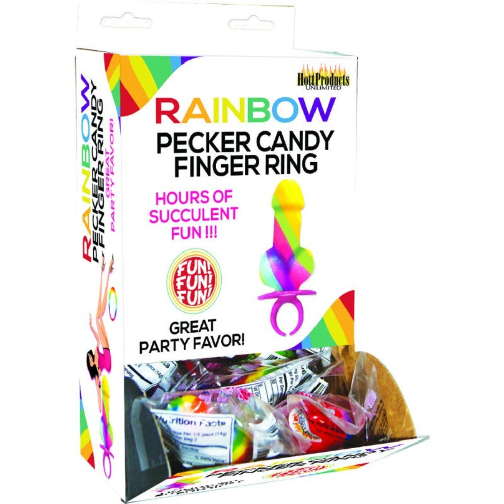 Rainbow Candy-Finger Ring - 12pc Display Hott Products