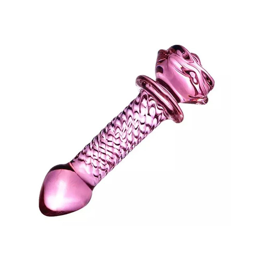 Rose Glass Dildo - Thread Pink Elephant