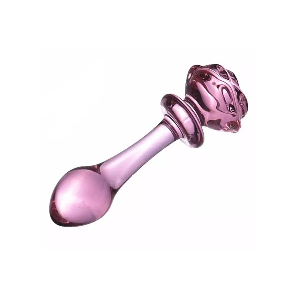 Rose Glass Dildo - Single Head Pink Elephant