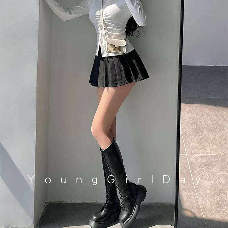 Ultra Mini Pleated Skirt with Built-In Shorts – High Waist Schoolgirl Aesthetic