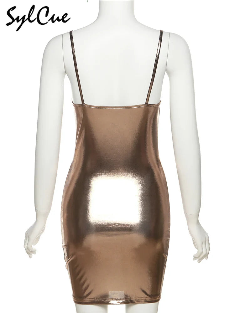 Golden Hour Metallic Bodycon Mini Dress
