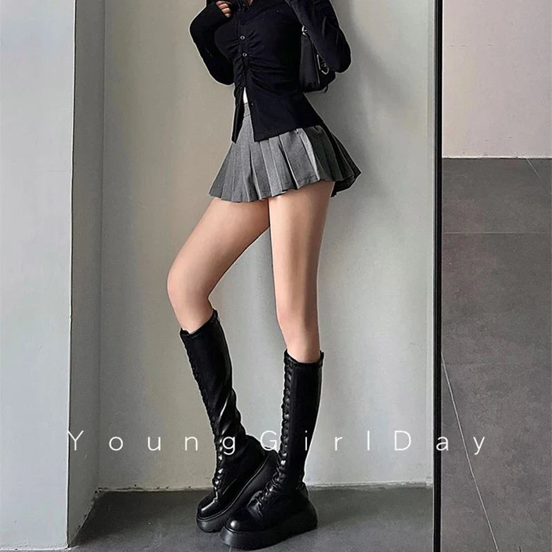 Ultra Mini Pleated Skirt with Built-In Shorts – High Waist Schoolgirl Aesthetic