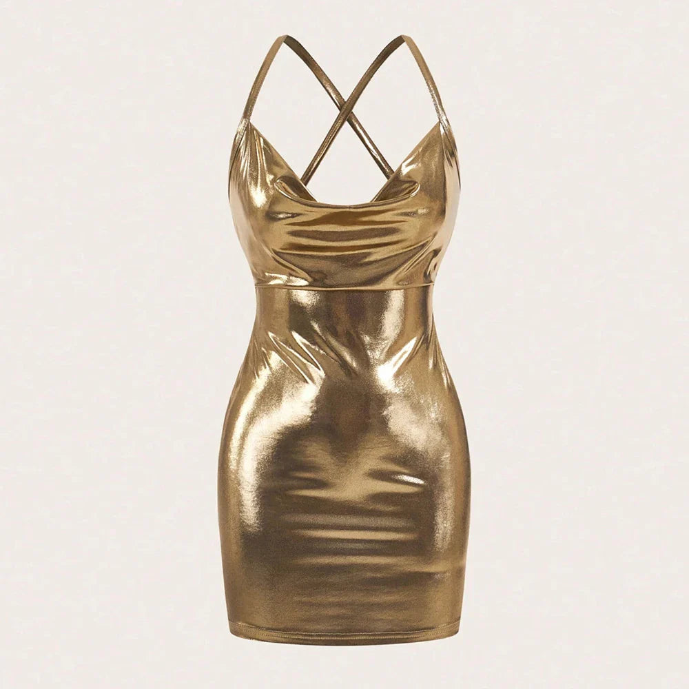 Metallic Bodycon Mini Dress