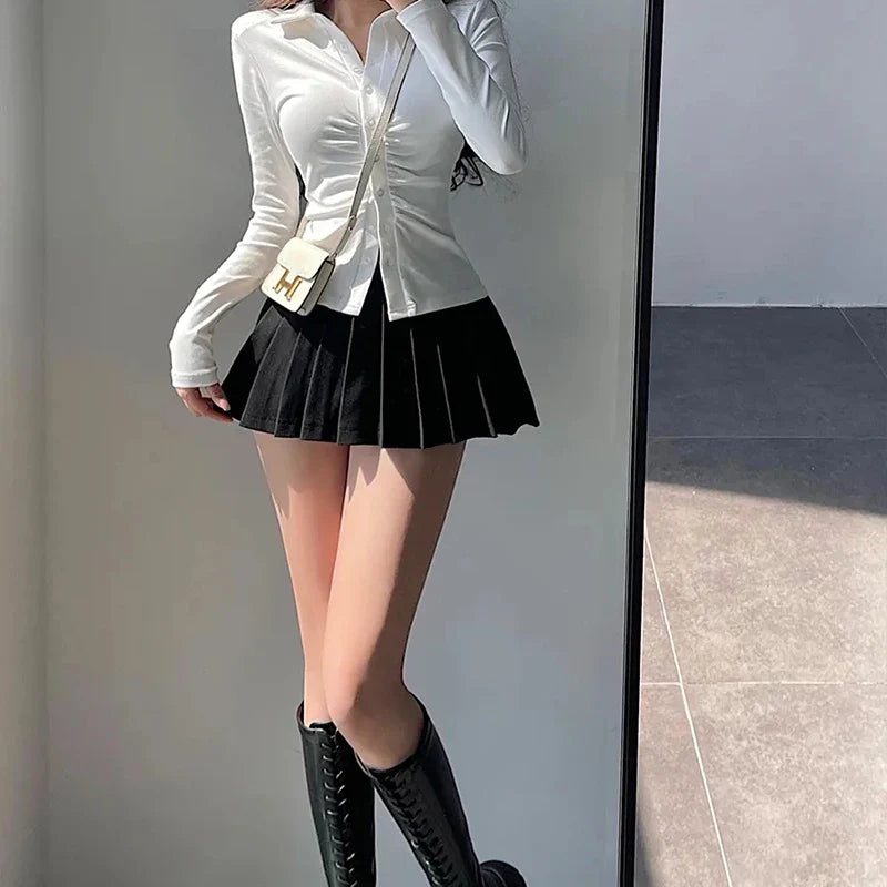Ultra Mini Pleated Skirt with Built-In Shorts – High Waist Schoolgirl Aesthetic