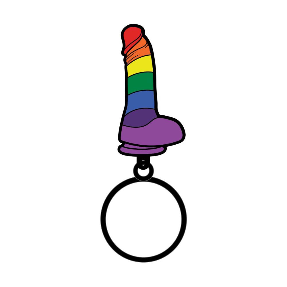Rainbow Dildo Keychain Wood Rocket LLC