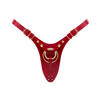 LEATHERETTE HARNESS FABULOUS - ONE SIZE - RED GLOSSY