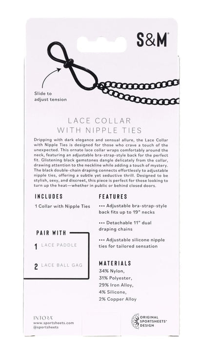 Lace Collar with Nipple Ties - Black