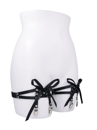 Laced Up Garters - Black