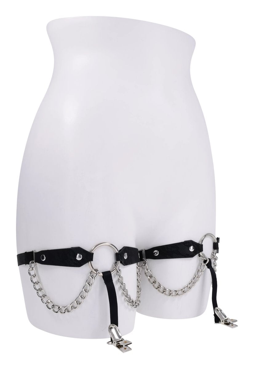 Chain Lace Garters - Black