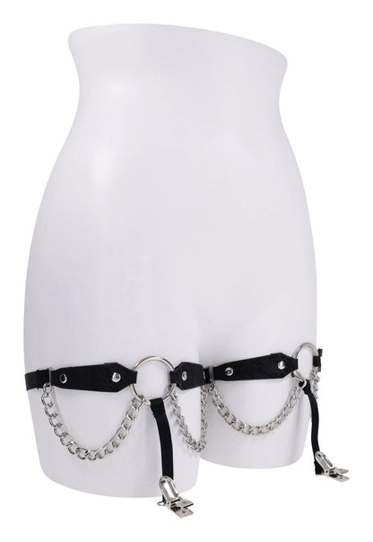 Chain Lace Garters - Black