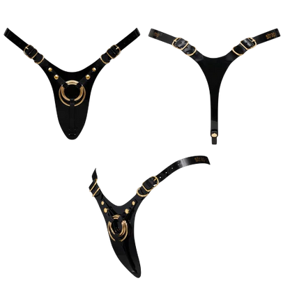 LEATHERETTE HARNESS FABULOUS - ONE SIZE - BLACK GLOSSY