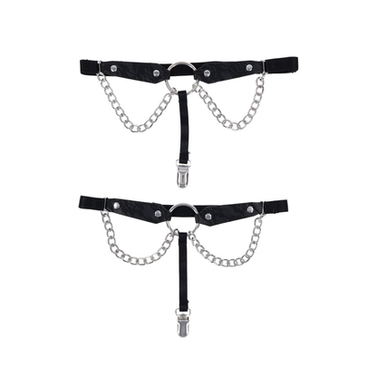 Chain Lace Garters - Black