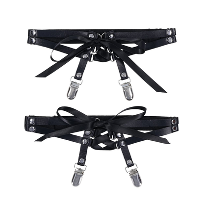 Laced Up Garters - Black