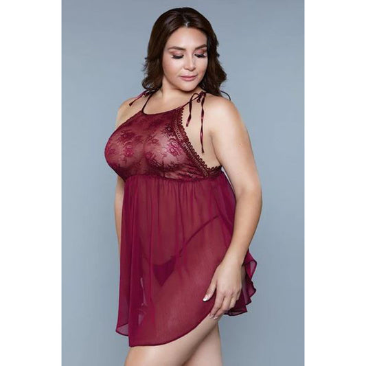 Alana boxed Chemise - Burgundy - 2X  *