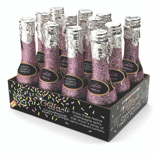 Glitterati Champagne Penis Confetti Party Poppers - 12pc display