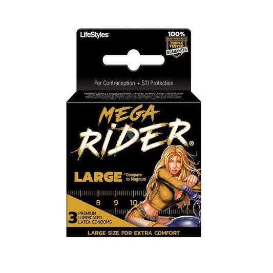 Lifestyles Mega Rider Lg Condoms - 3 pk