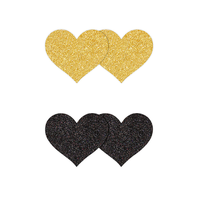 Pretty Pasties Hearts Black/Gold 2 sets