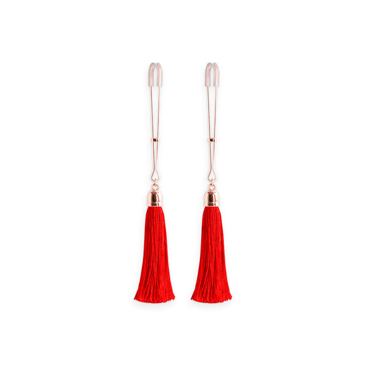 Bound Nipple Clamps - T1 - Red Tassel