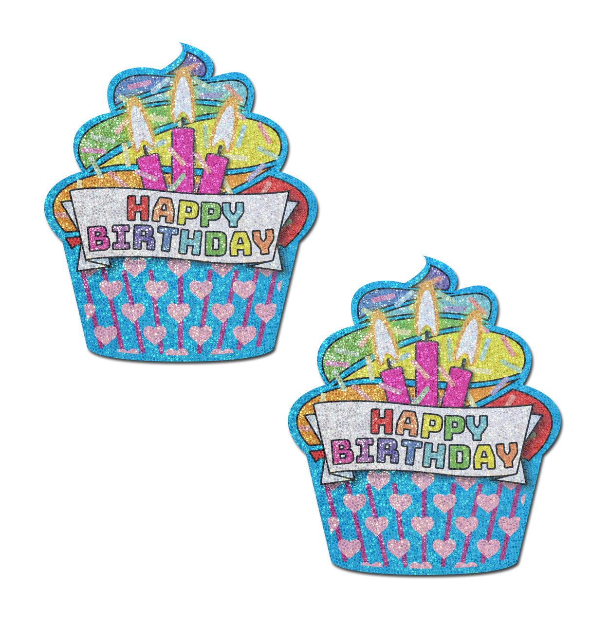 Happy B/day Cupcake Glitter Past -Turq Pastease Pasties