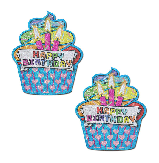 Happy B/day Cupcake Glitter Past -Turq Pastease Pasties