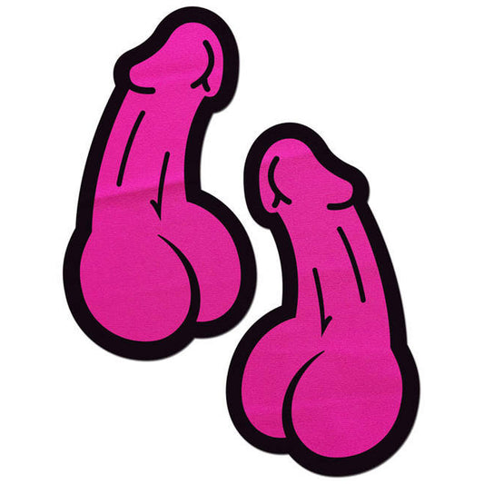 Penis: Dick Nipple Pasties - Neon Pink Pastease Pasties