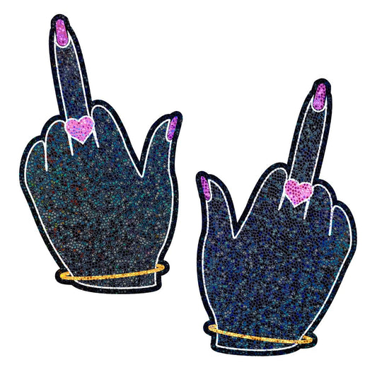 Middle Finger Pasties: Glittering F*ck You Lady Hands Pastease Pasties