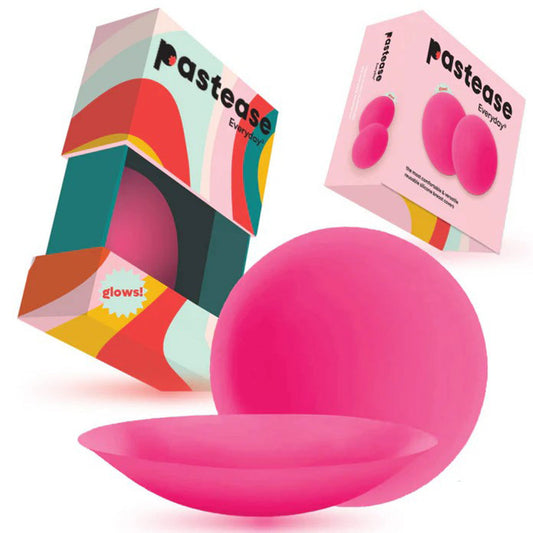 Pastease Everyday® Silicone Reusable Adhesive Nipple Covers w Travel Box - Fuchsia - Large (D+ cups) Pastease Pasties