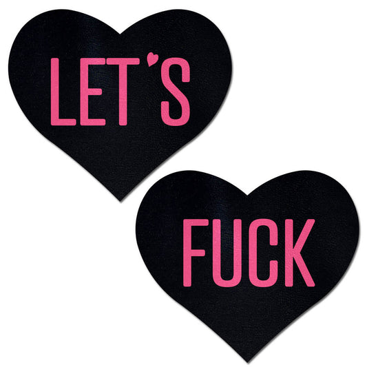 Let's Fuck Heart Pastease - Pink on Blk Pastease Pasties