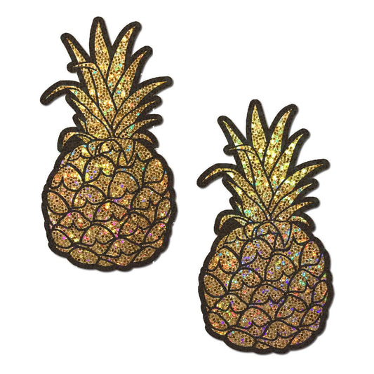 Pineapple on Glitter Gold Nipple Cover Pasties Pastease Pasties