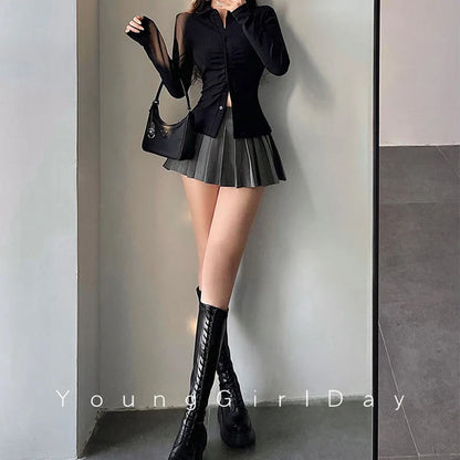 Ultra Mini Pleated Skirt with Built-In Shorts – High Waist Schoolgirl Aesthetic
