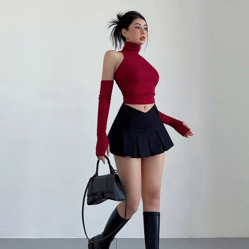 Harajuku Hottie Preppy Pulse High Waist A-Line Sexy Mini Skirt