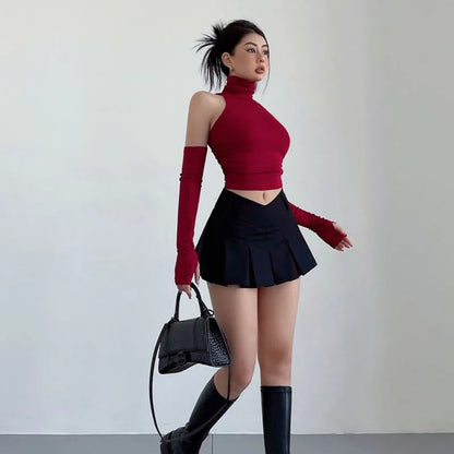 Harajuku Hottie Preppy Pulse High Waist A-Line Sexy Mini Skirt