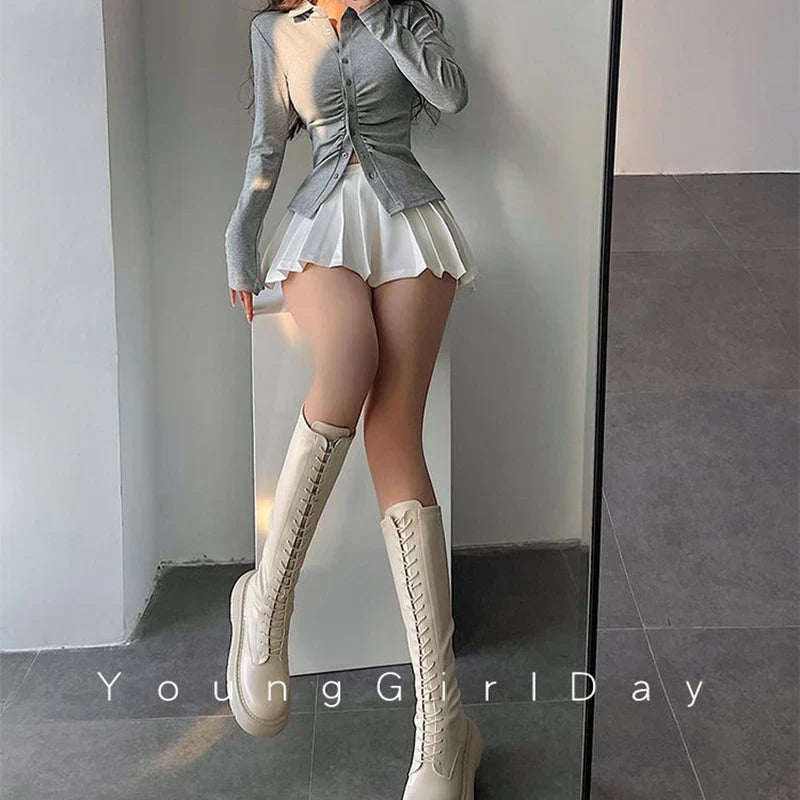 Ultra Mini Pleated Skirt with Built-In Shorts – High Waist Schoolgirl Aesthetic