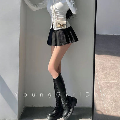 Ultra Mini Pleated Skirt with Built-In Shorts – High Waist Schoolgirl Aesthetic
