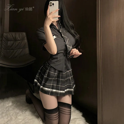 Plaid Schoolgirl Lingerie Set