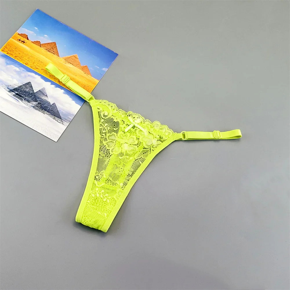 3PCS Lace Thong Set – Sheer, Strappy & Seductive