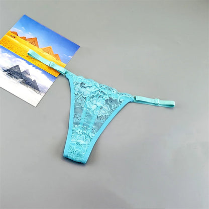 3PCS Lace Thong Set – Sheer, Strappy & Seductive