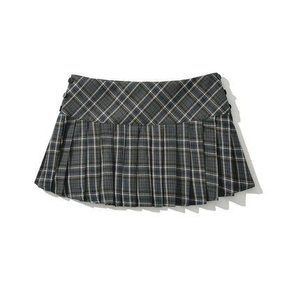 Vintage Plaid Mini Skirt – Preppy Y2K Style, Pleated & Flirty