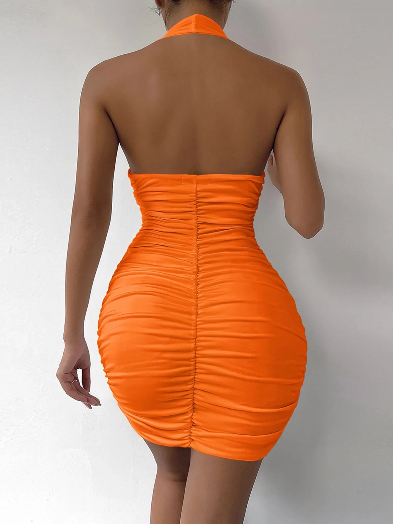 Hot Halter Mini Dress – Deep V, Backless, & Figure-Hugging Clubwear