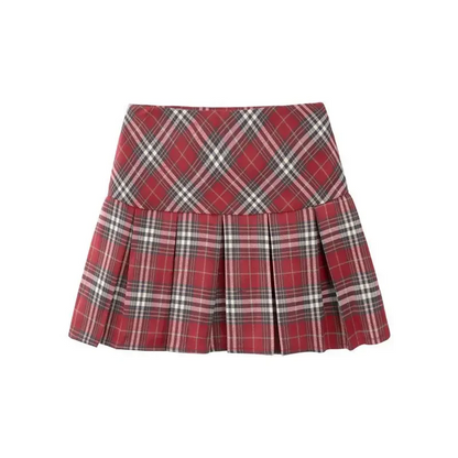 Vintage Plaid Mini Skirt – Preppy Y2K Style, Pleated & Flirty