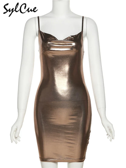 Golden Hour Metallic Bodycon Mini Dress