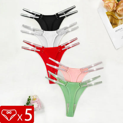 Dazzle Strap G-String Set – 5pcs Sexy Low Waist Thongs