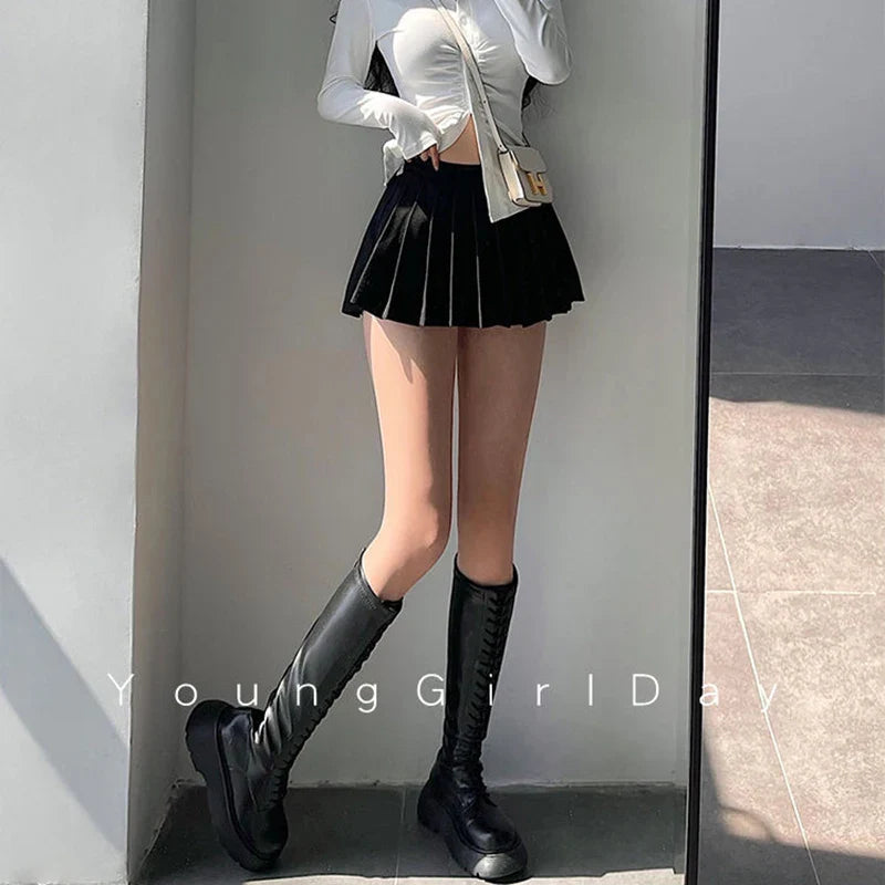 Ultra Mini Pleated Skirt with Built-In Shorts – High Waist Schoolgirl Aesthetic