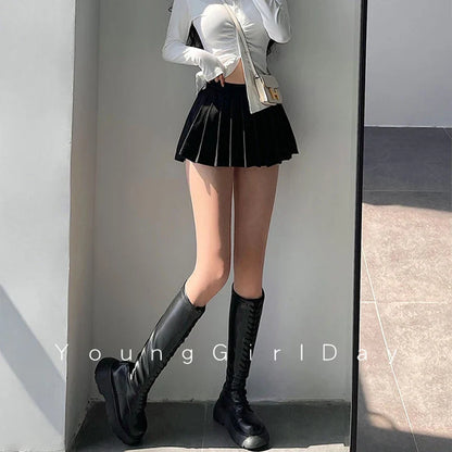 Ultra Mini Pleated Skirt with Built-In Shorts – High Waist Schoolgirl Aesthetic