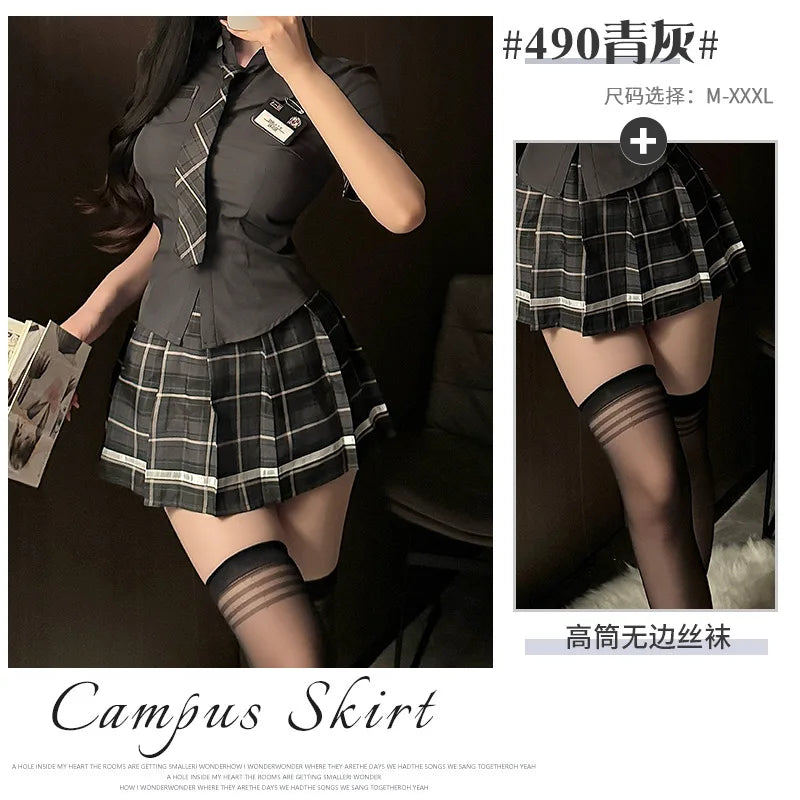 Plaid Schoolgirl Lingerie Set