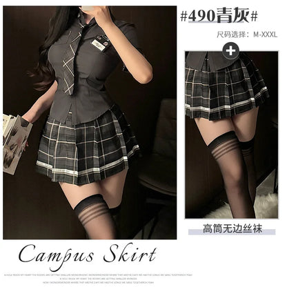 Plaid Schoolgirl Lingerie Set