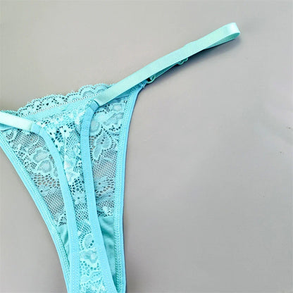 3PCS Lace Thong Set – Sheer, Strappy & Seductive