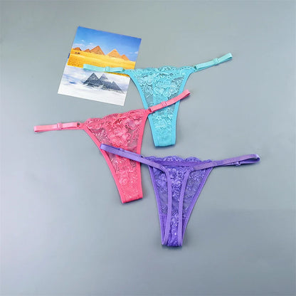 3PCS Lace Thong Set – Sheer, Strappy & Seductive