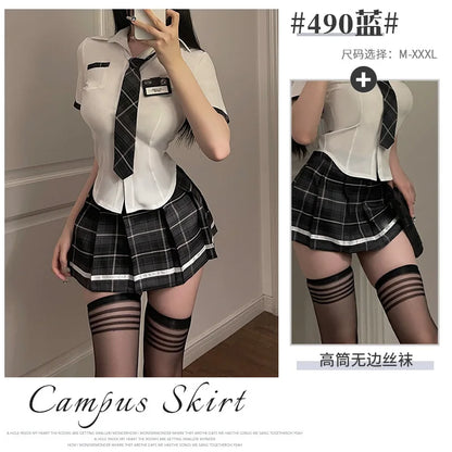 Plaid Schoolgirl Lingerie Set