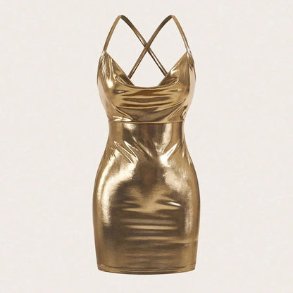 Metallic Bodycon Mini Dress